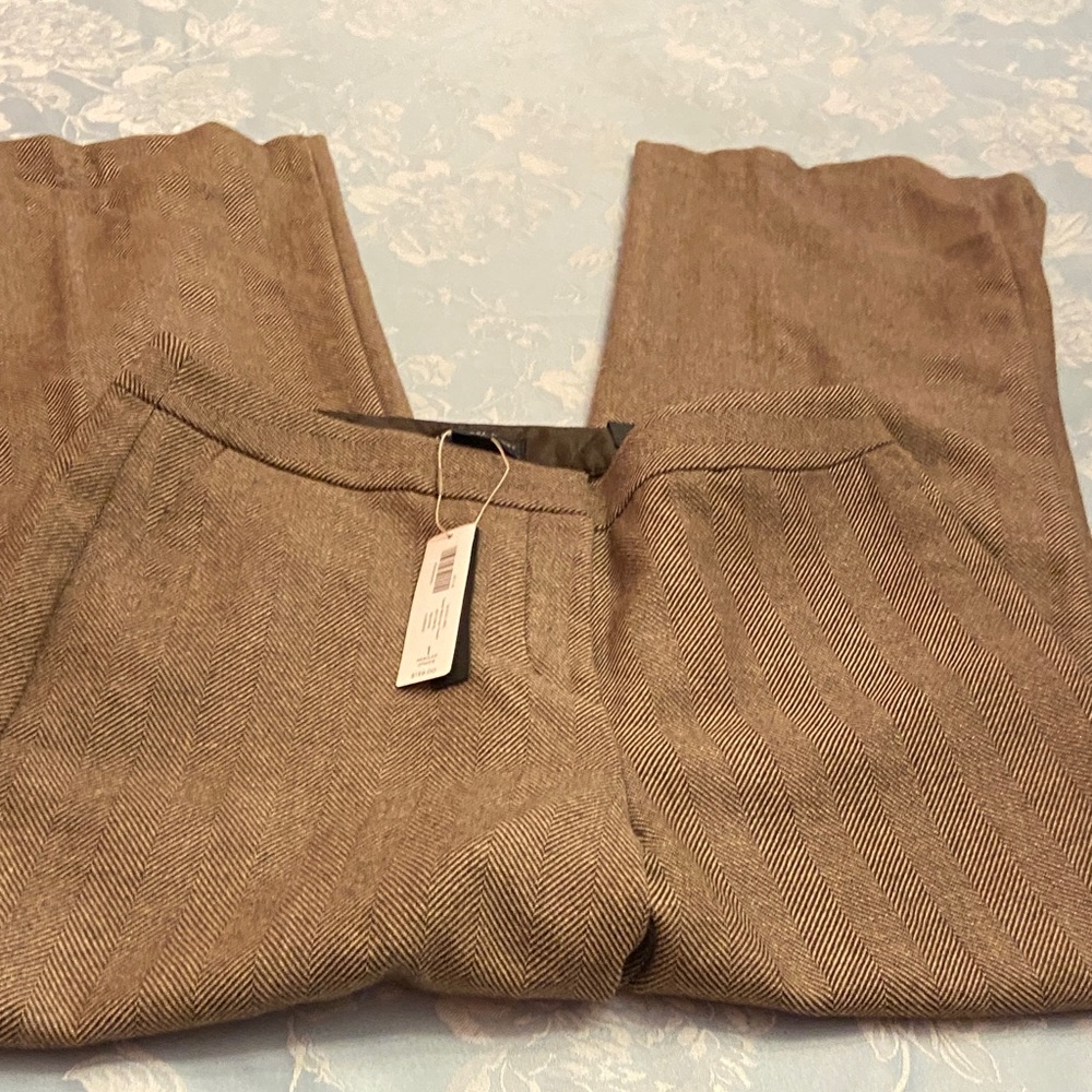 Chico's Black Label Herringbone Brown Dress Pants size 1 NWT